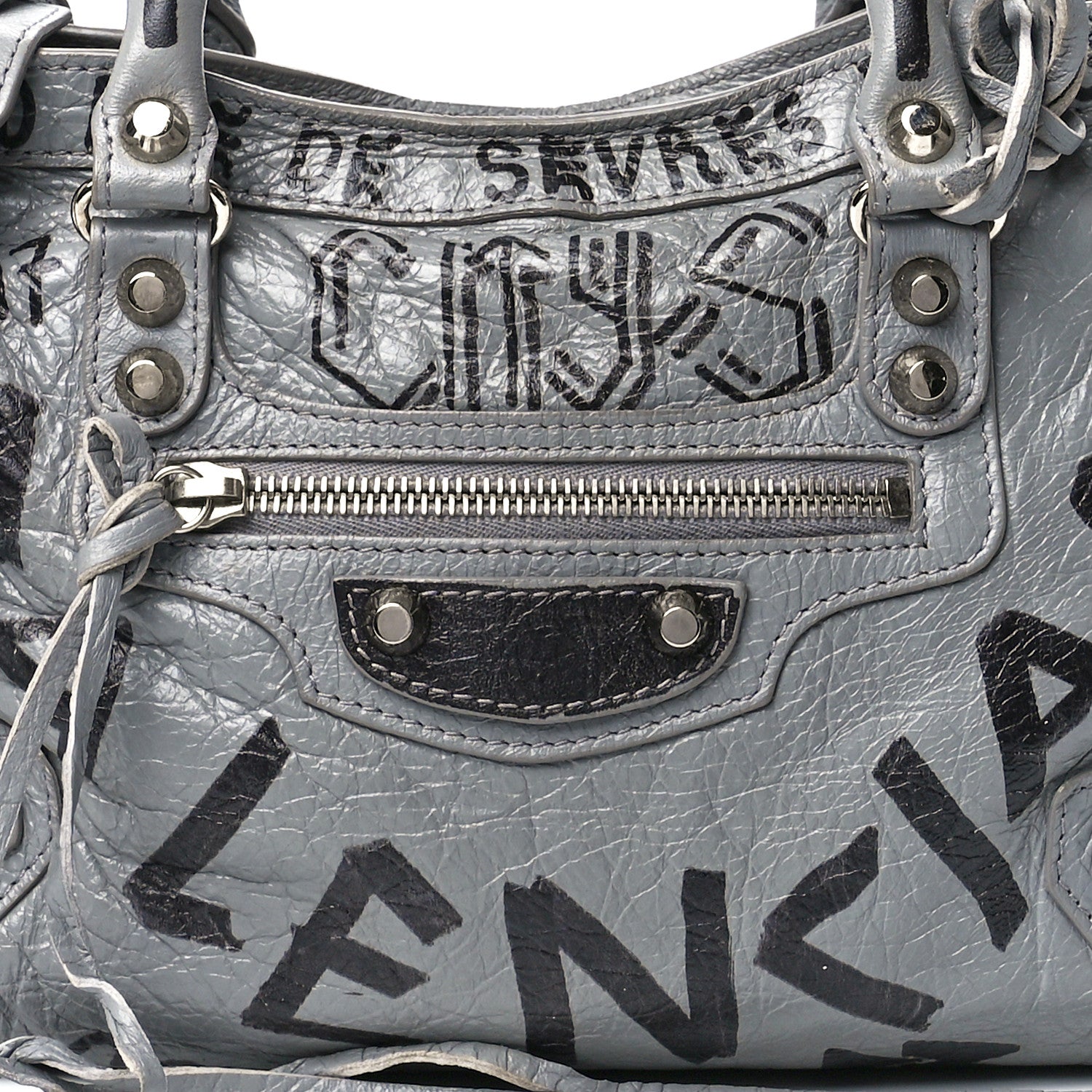 Balenciaga Agneau Arena Graffiti All Over Classic Silver Hardware S City Balenciaga Grey Black 9 of 12