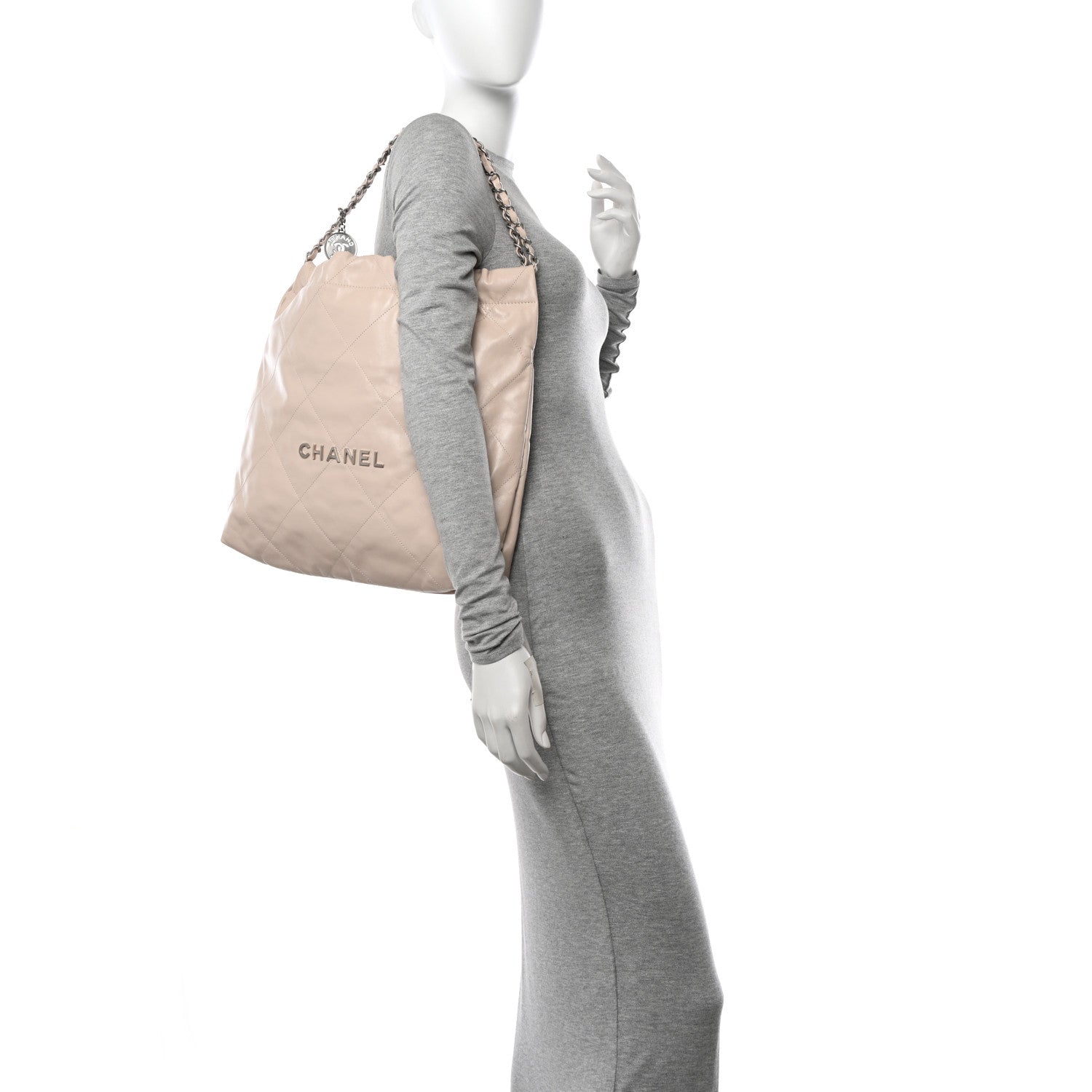 Chanel Shiny Calfskin Quilted Chanel 22 Ecru 2 of 10