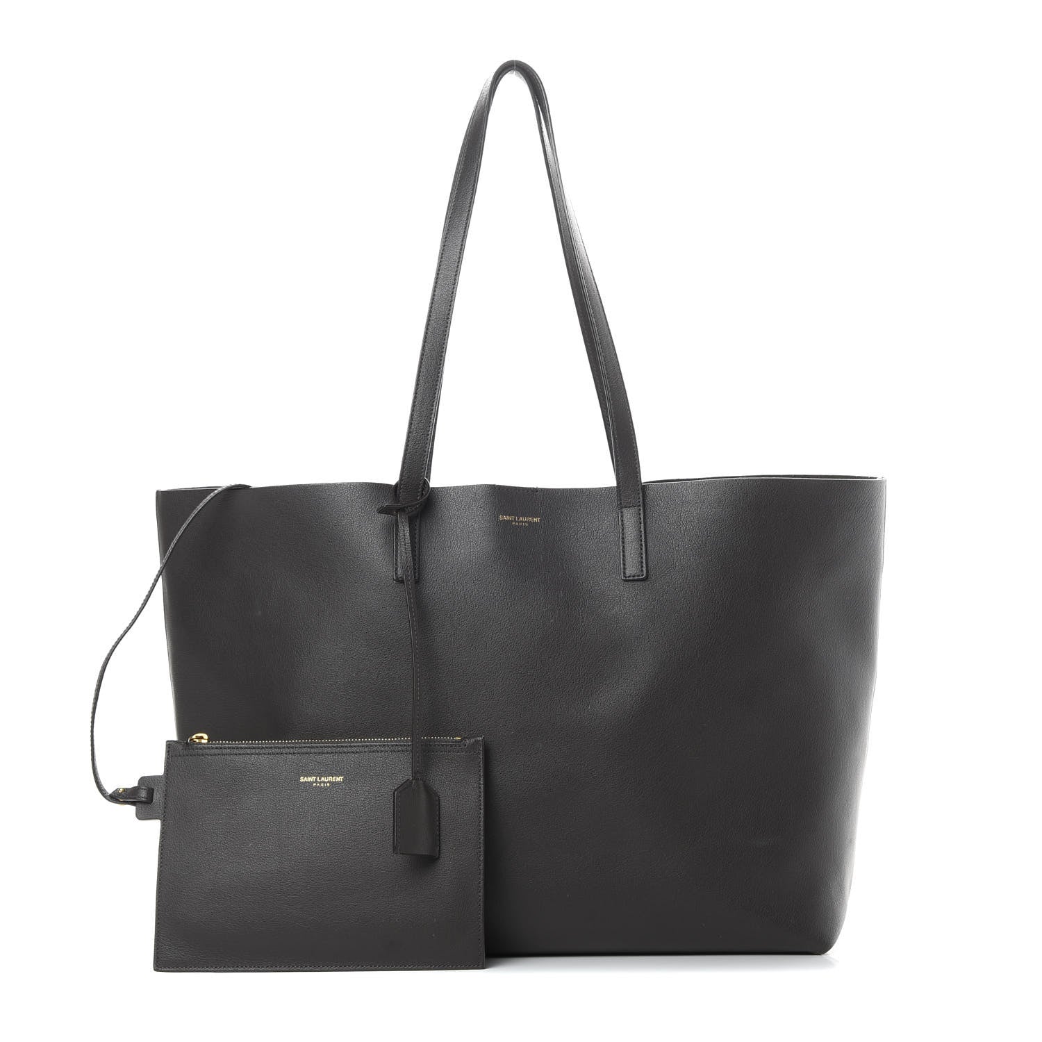 Saint Laurent Calfskin Large Shopping Tote Coal 1 of 15