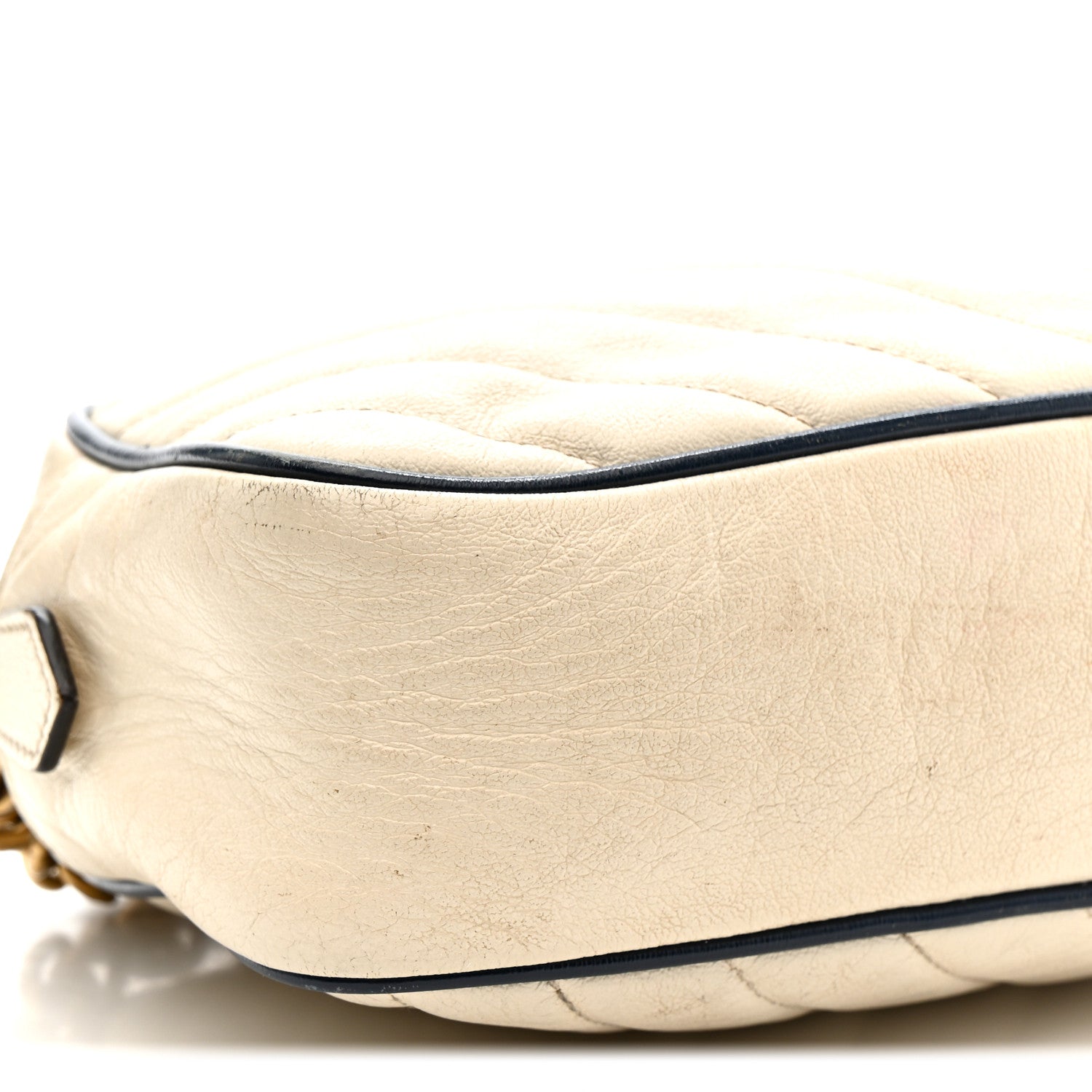 Gucci Vintage Effect Calfskin Matelasse Diagonal Small Torchon GG Marmont Chain Shoulder Bag Mystic White Blue Agata 10 of 21