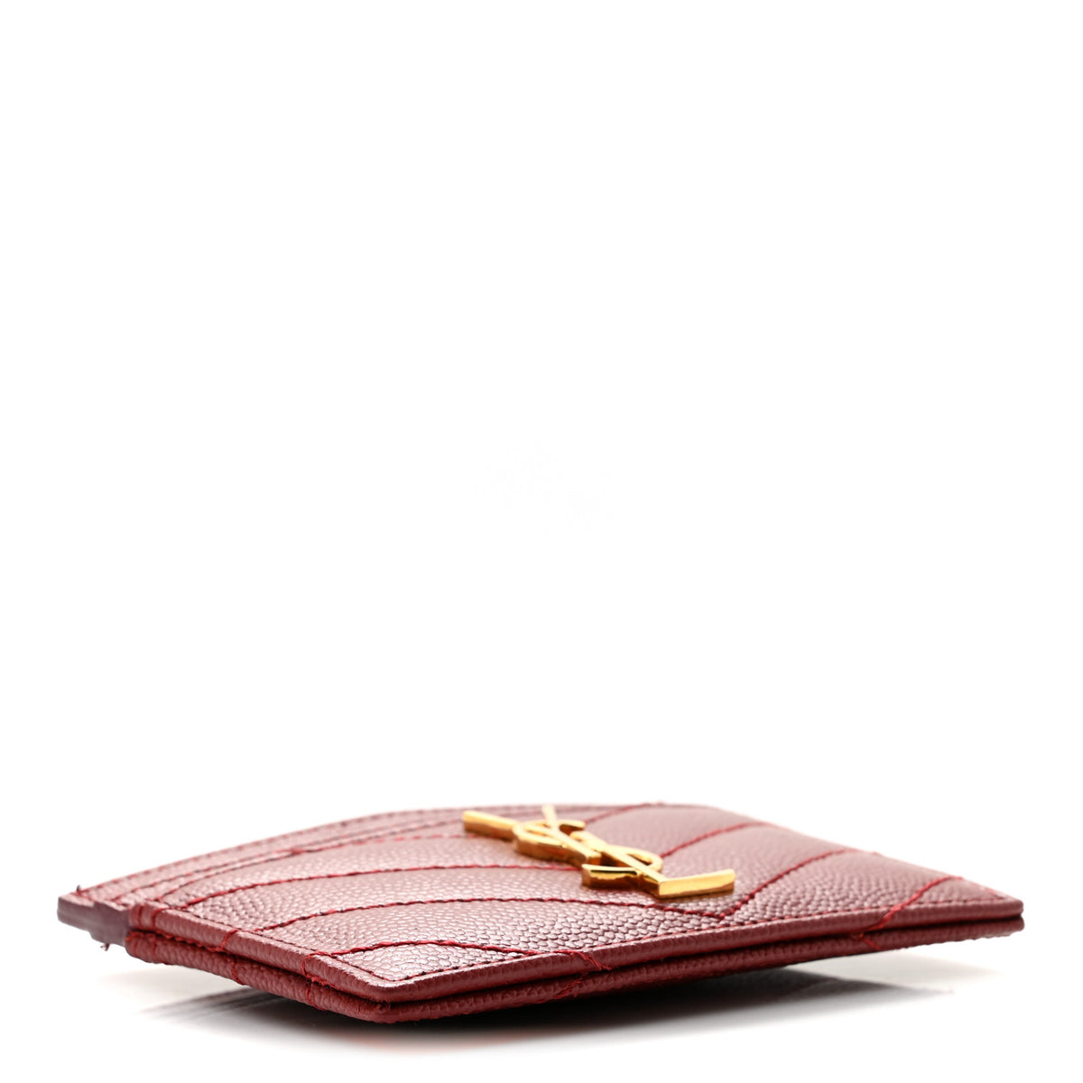 Grain De Poudre Matelasse Chevron Monogram Credit Card Case Palissandre