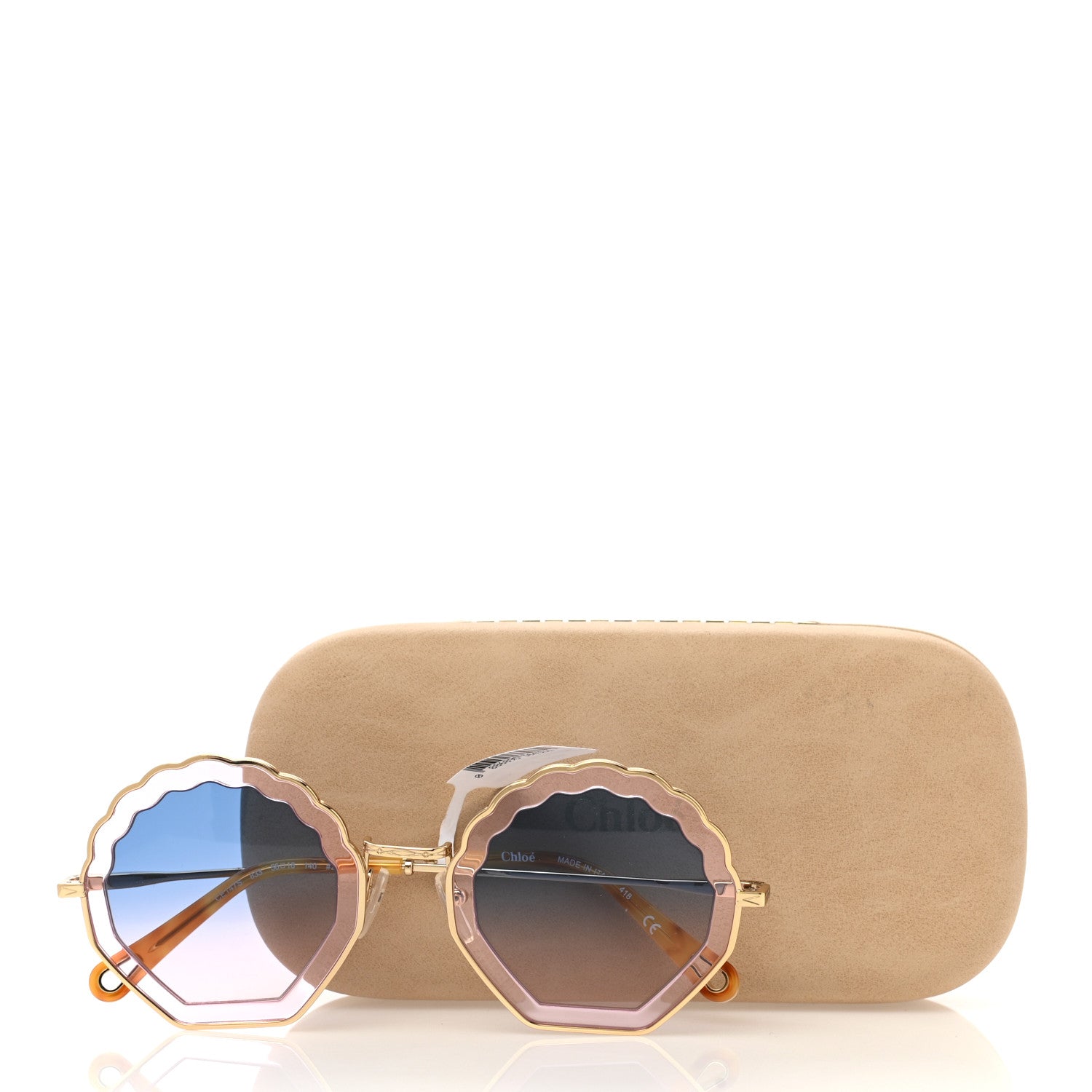 Chloe Rosie Bevelled Round Sunglasses Gold Gradient Blue 7 of 7