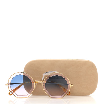 Chloe Rosie Bevelled Round Sunglasses Gold Gradient Blue 7 of 7