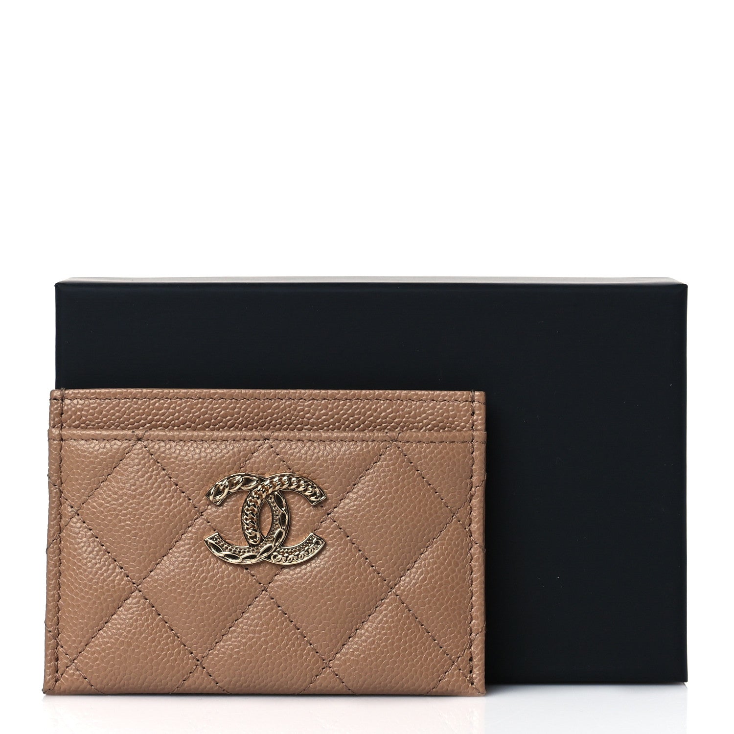 Chanel Caviar Quilted Multi Chain Card Holder Beige 10 of 10