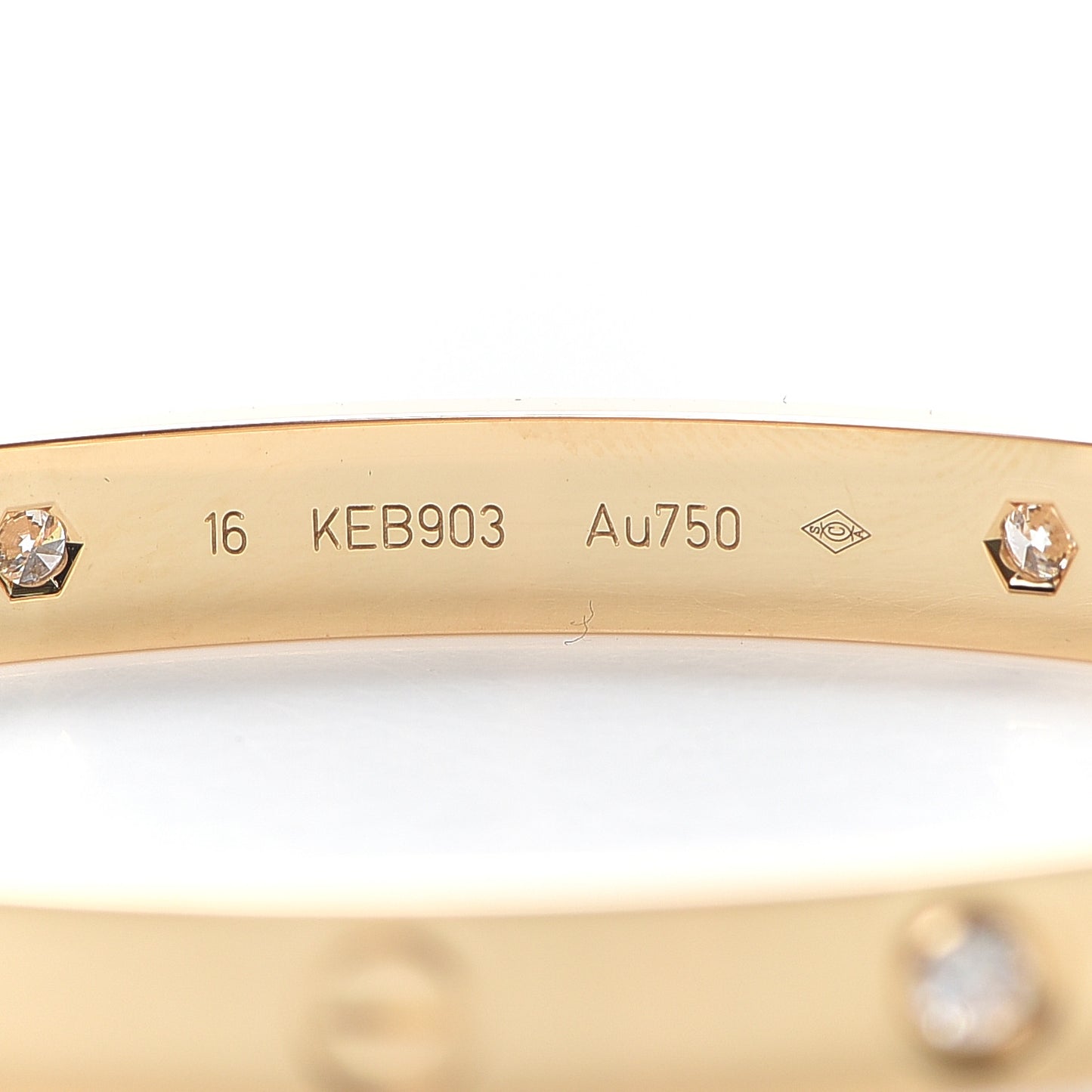 18K Yellow Gold 4 Diamond LOVE Bracelet 16