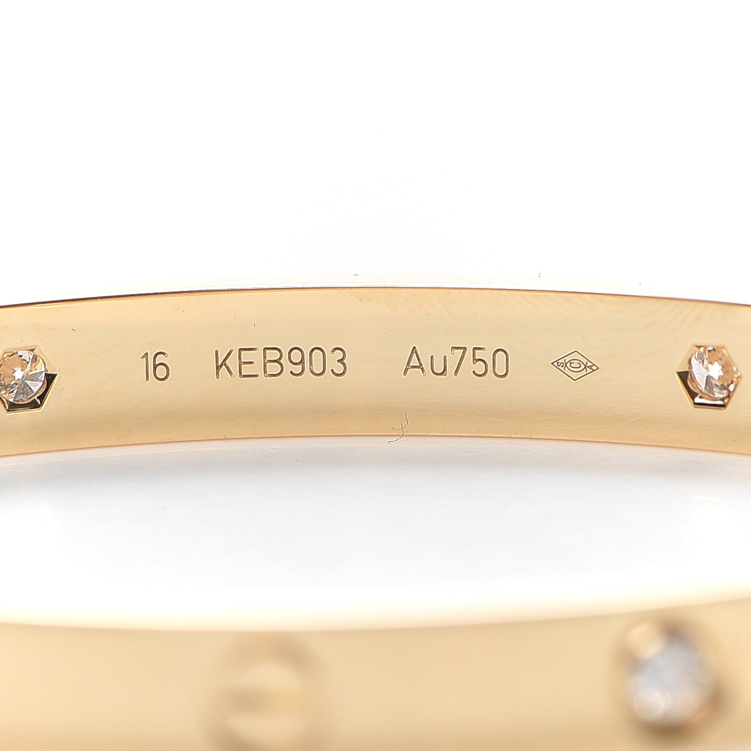Cartier 18K Yellow Gold 4 Diamond LOVE Bracelet 16 5 of 9