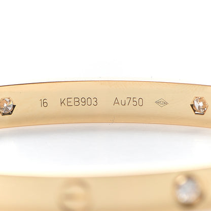 Cartier 18K Yellow Gold 4 Diamond LOVE Bracelet 16 5 of 9