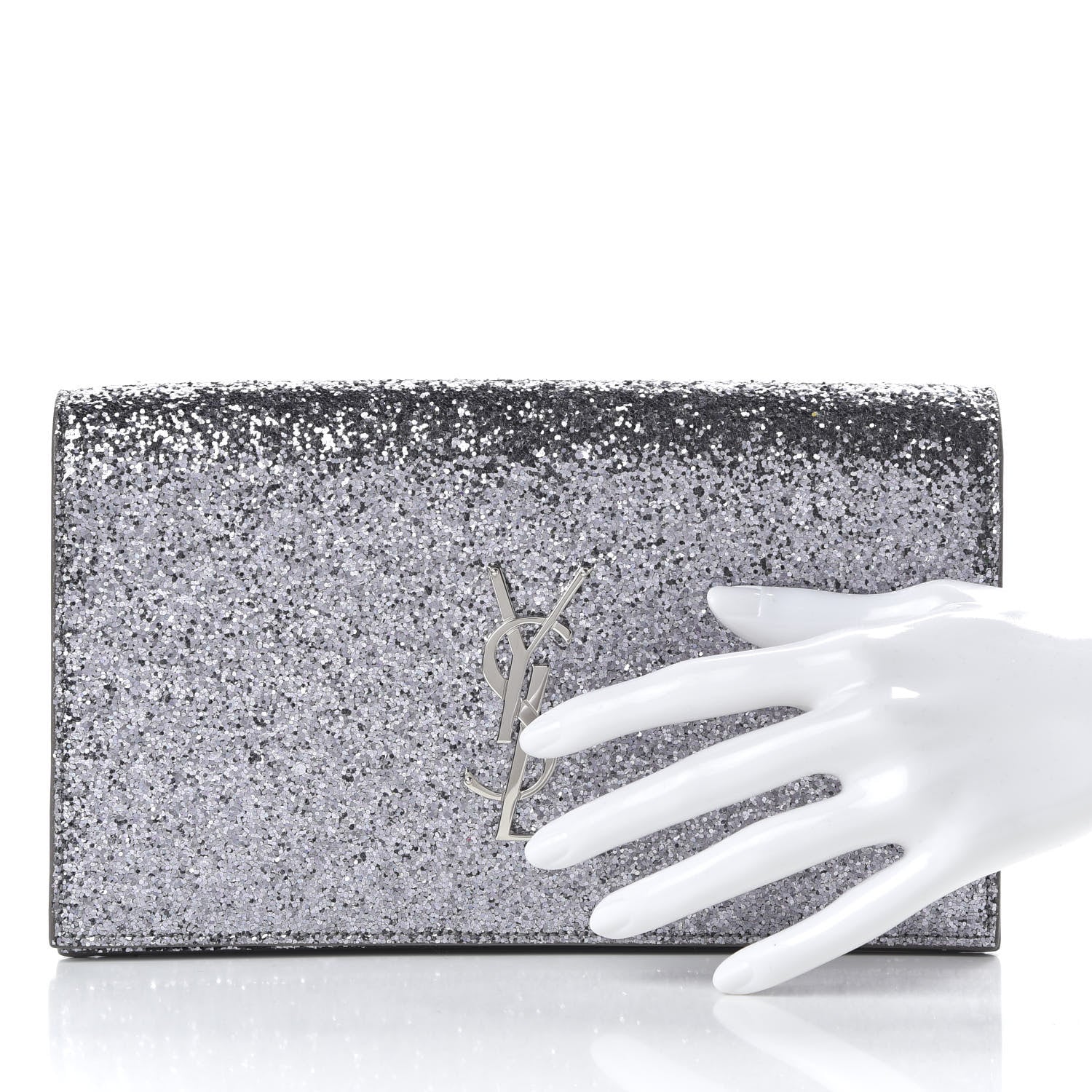 Saint Laurent Glitter Classic Kate Monogram Clutch Sunset Grey 2 of 9