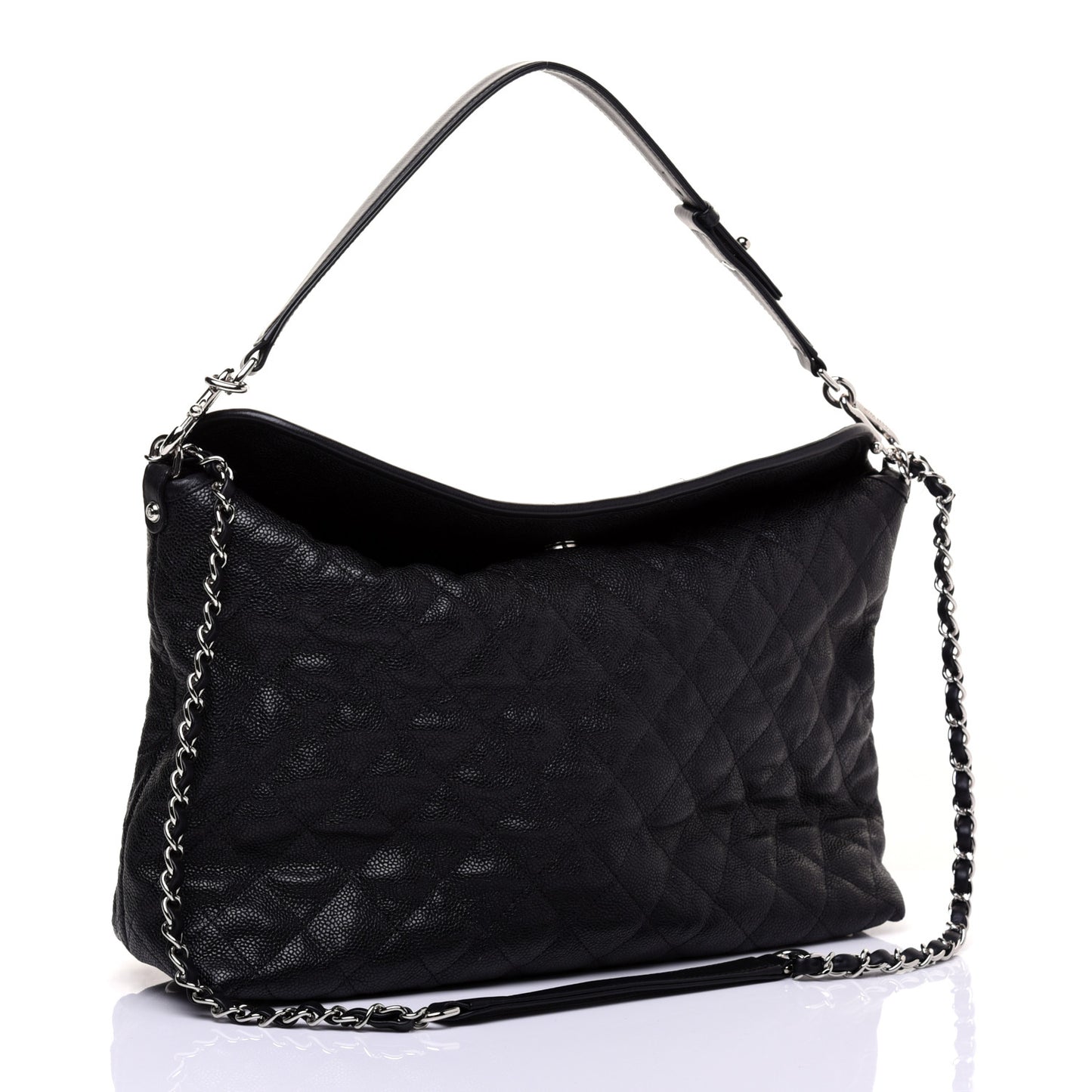 Caviar Quilted French Riviera Hobo Black