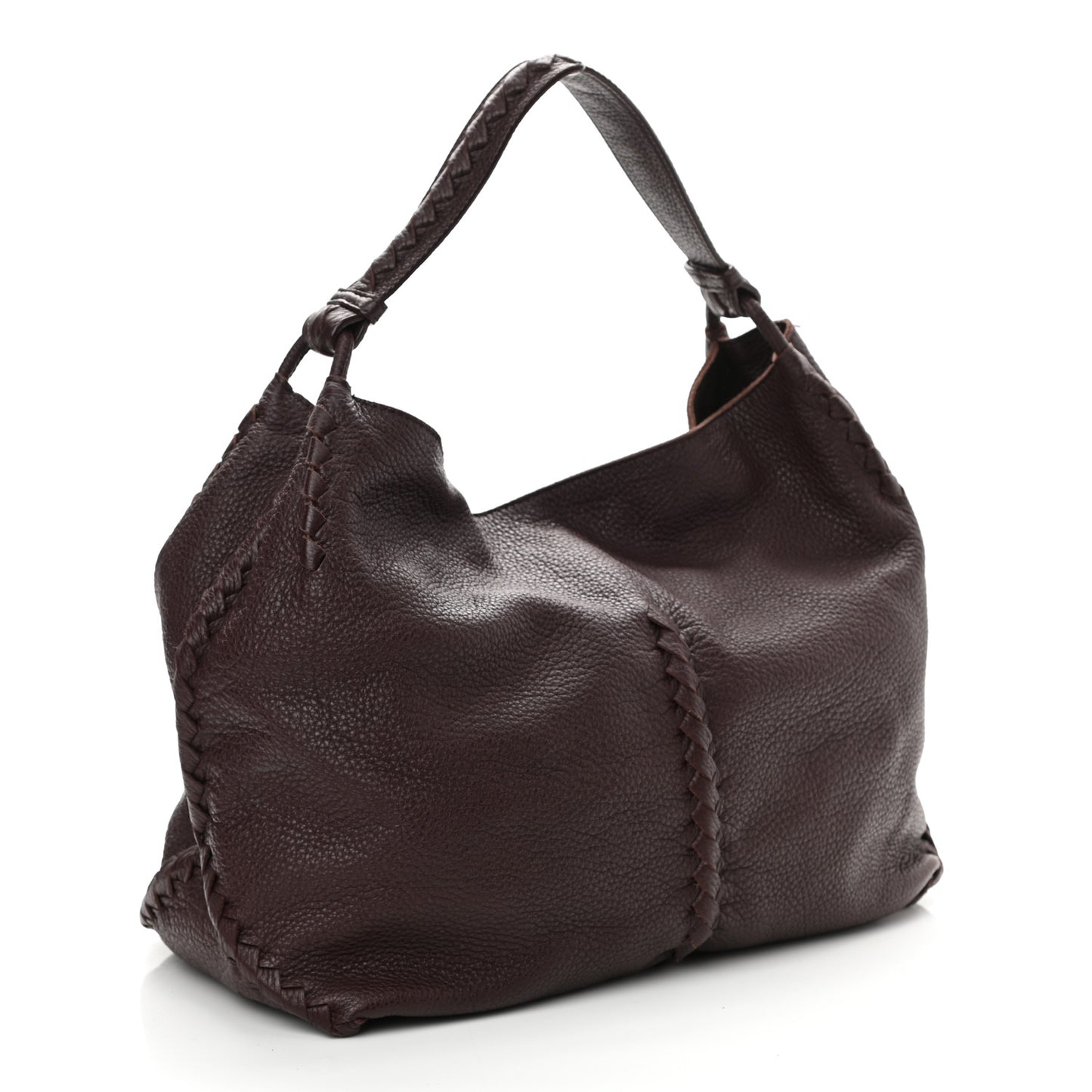 Washed Cervo Deerskin Hobo Burgundy
