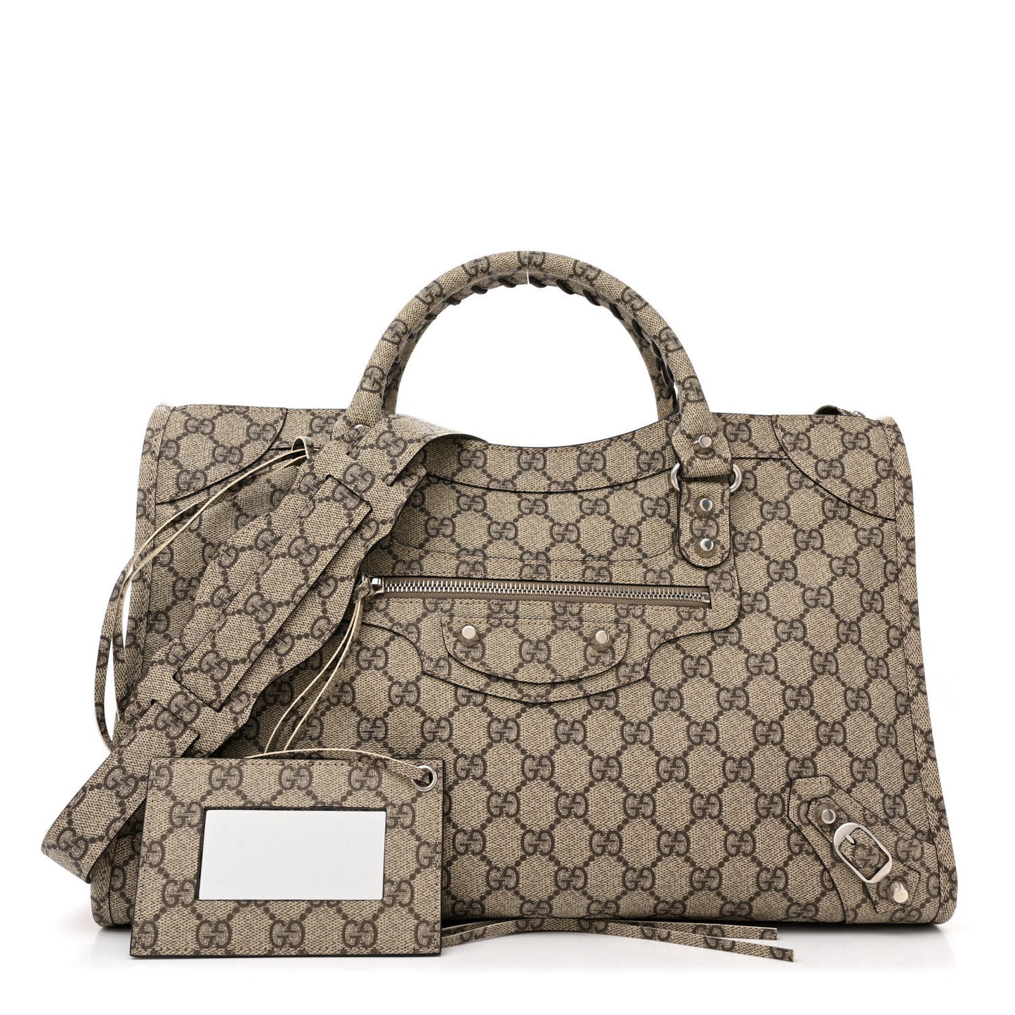 X GUCCI GG Supreme Monogram Neo Classic Silver Hardware City Beige Ebony