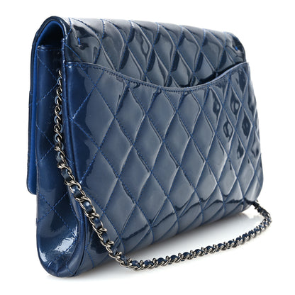 Chanel Patent Quilted Clutch with Chain Flap Blue 2 of 10