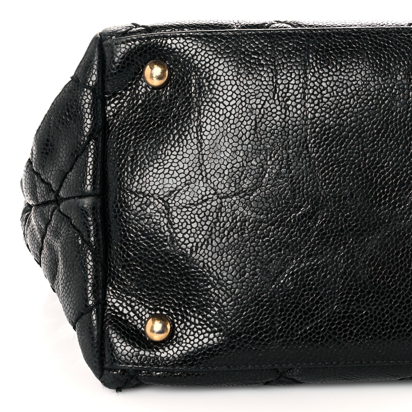 Crumpled Grained Calfskin Large Coco Pleats Tote Black