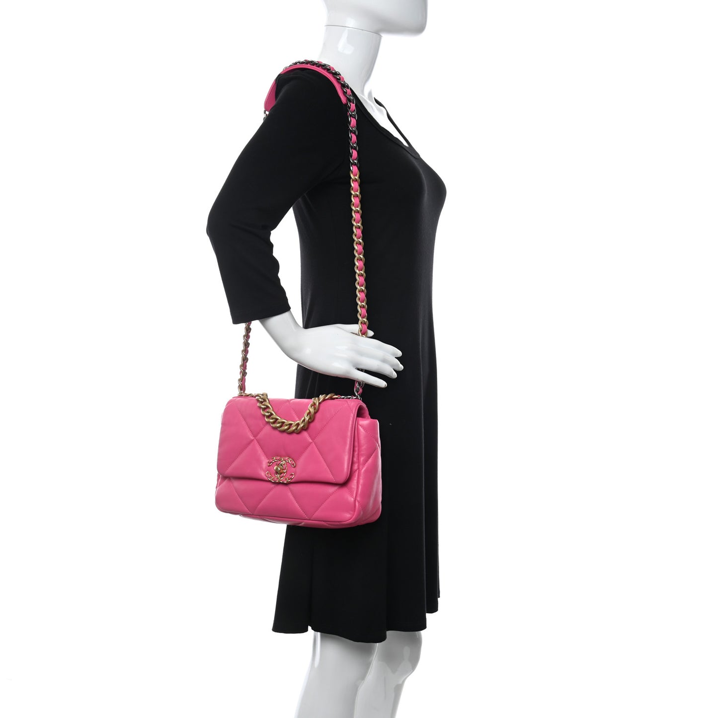 Lambskin Quilted Medium Chanel 19 Flap Pink