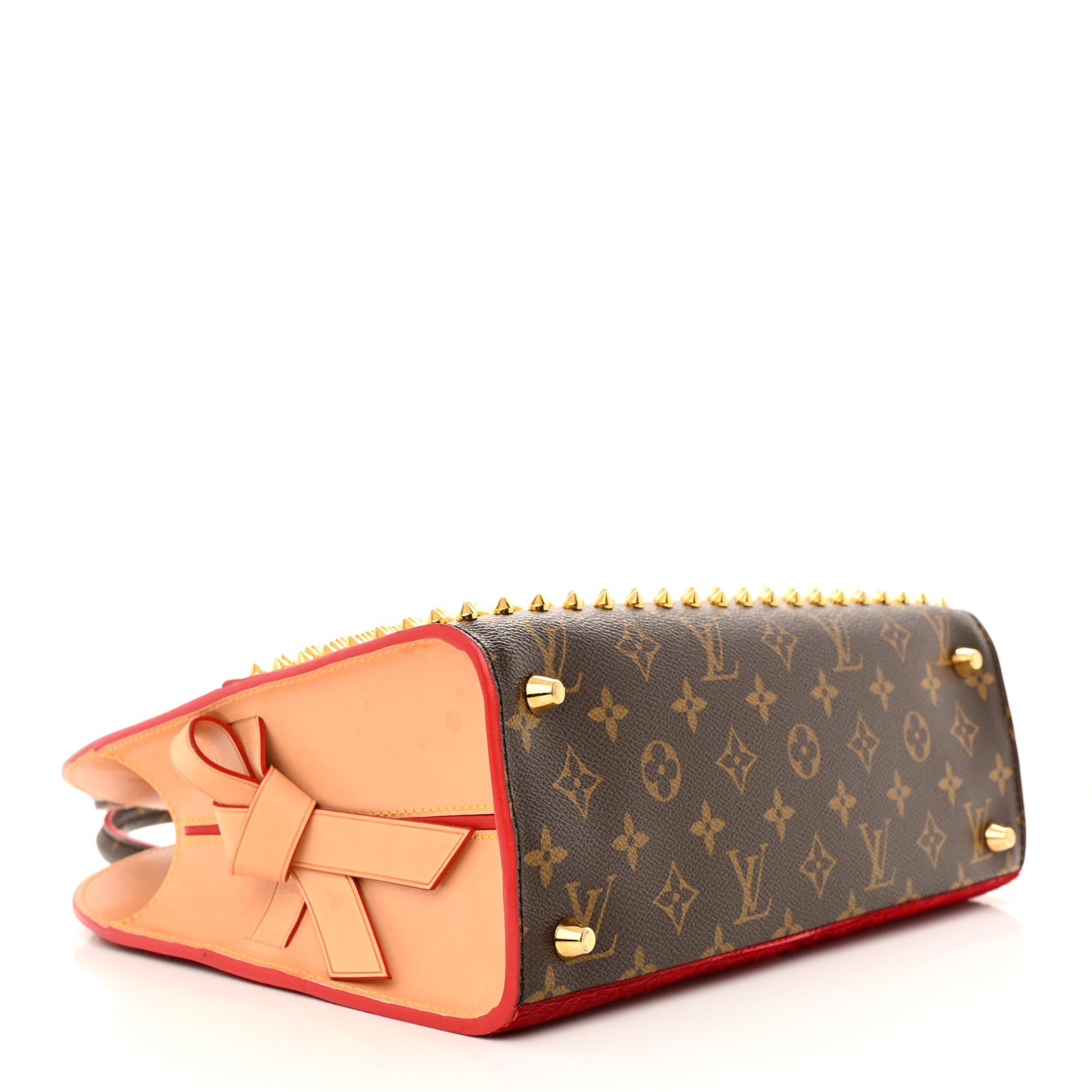 Monogram Calf Hair Spikes Iconoclasts Christian Louboutin Tote Red