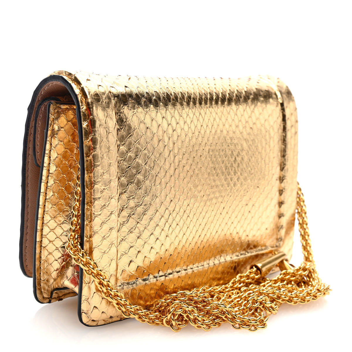 Metallic Snakeskin Vlogo Mini Shoulder Bag  Gold