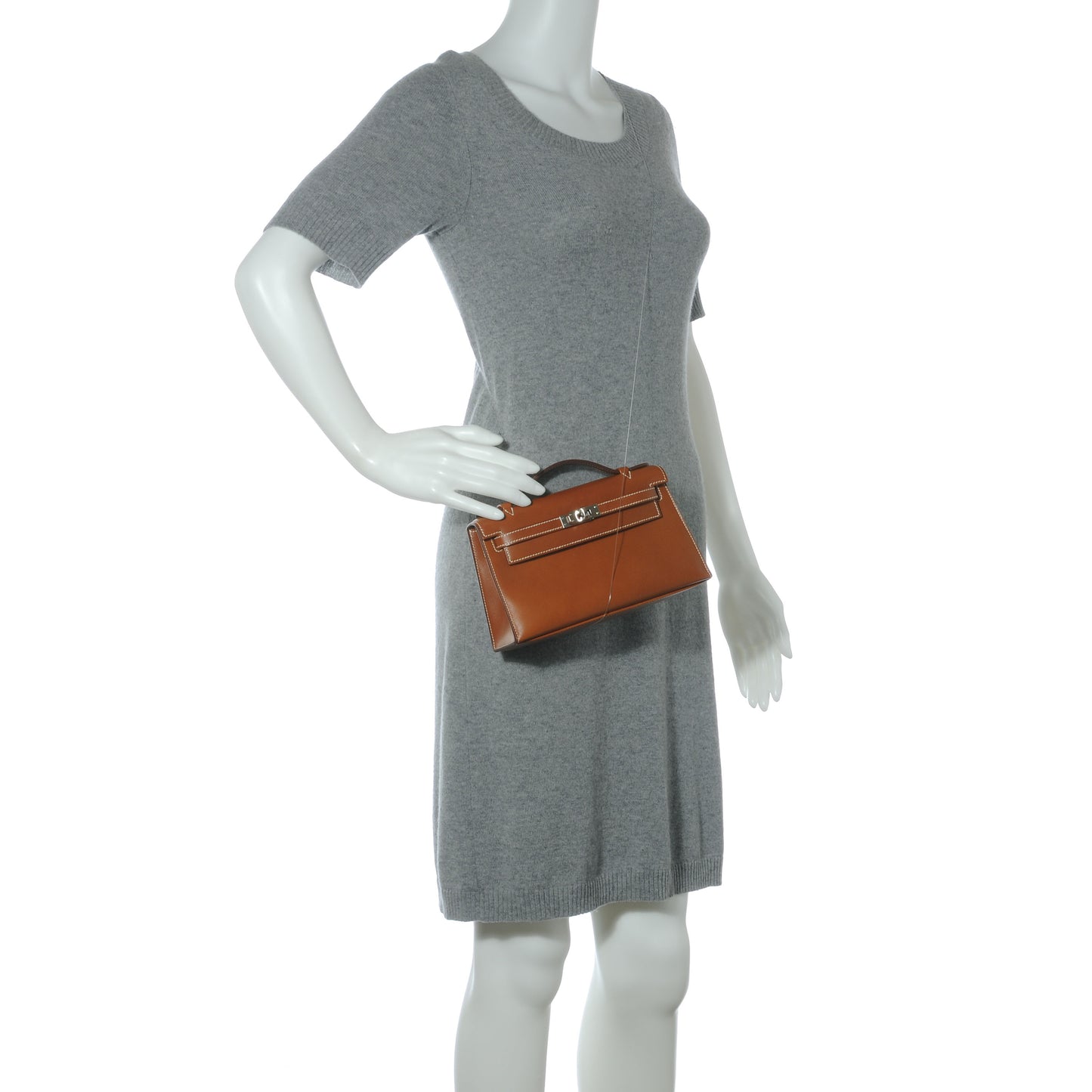 Tadelakt Kelly Pochette Clutch Fauve