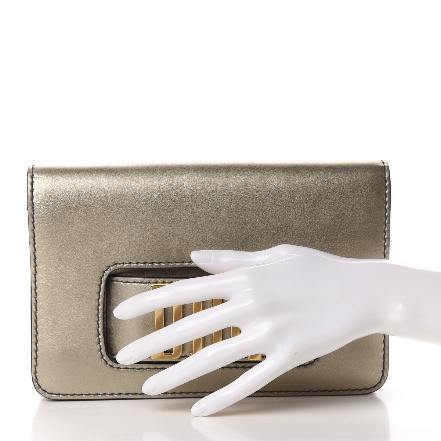 Metallic Smooth Calfskin Dio(r)evolution Flap Clutch Gold