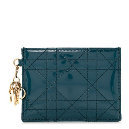 Christian Dior Patent Cannage Lady Dior Card Holder Turquoise 1 of 6