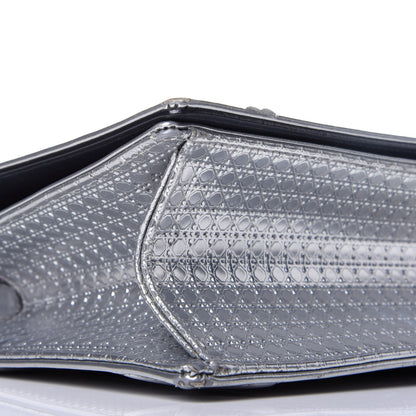 Christian Dior Metallic Patent Micro-Cannage Medium Diorama Flap Bag Silver 8 of 9