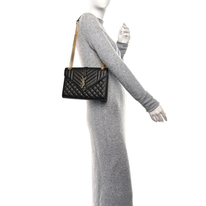 Saint Laurent Grain De Poudre Textured Mixed Matelasse Triquilt Medium Monogram Satchel Black 2 of 12