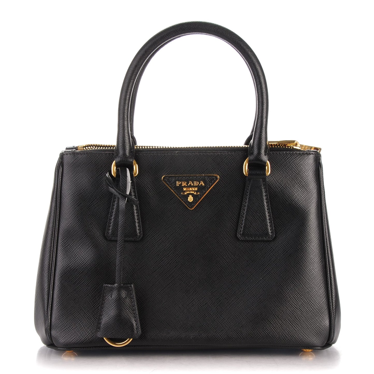 Saffiano Mini Galleria Double Zip Tote Black