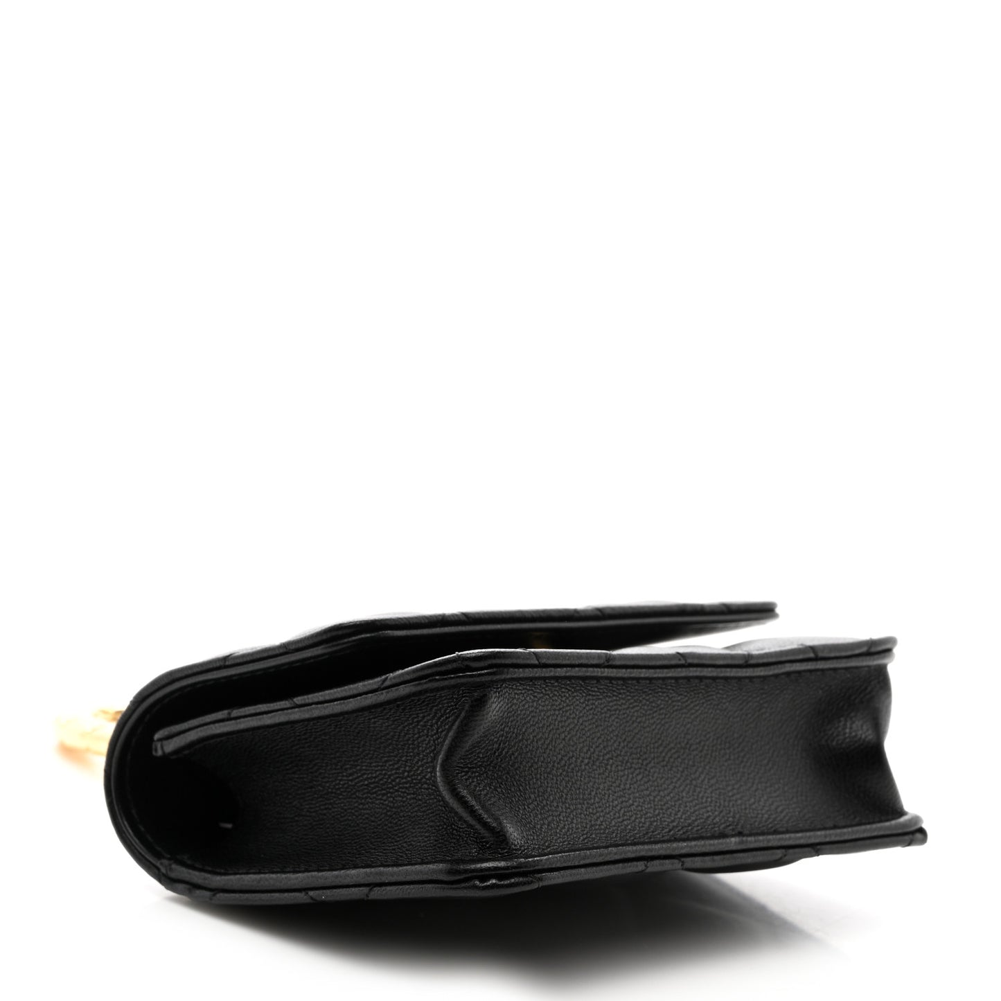 Lambskin Quilted CC Hook Card Holder Black