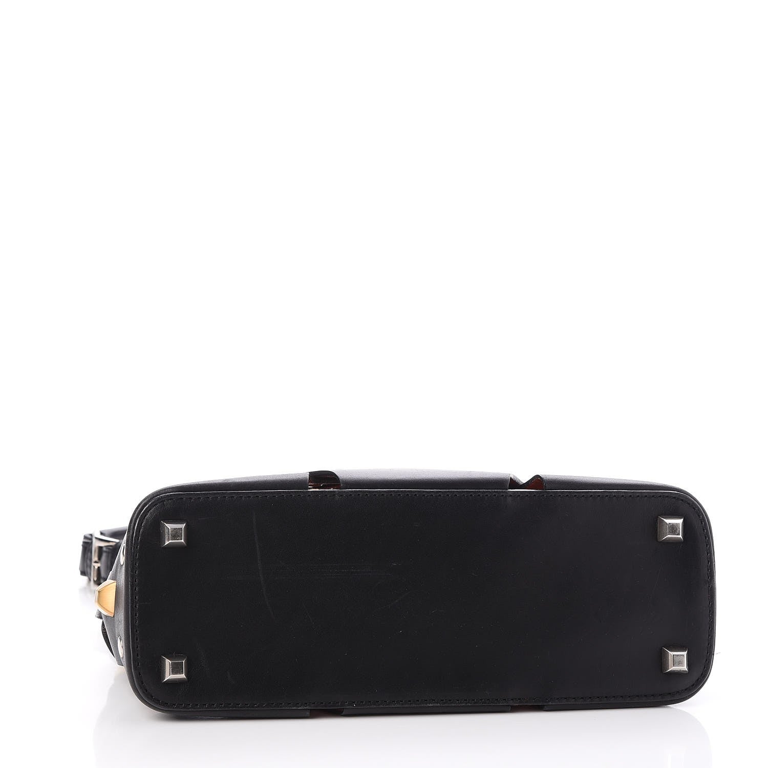 Prada Woven Calfskin Studded Lattice Shoulder Bag Black 4 of 8