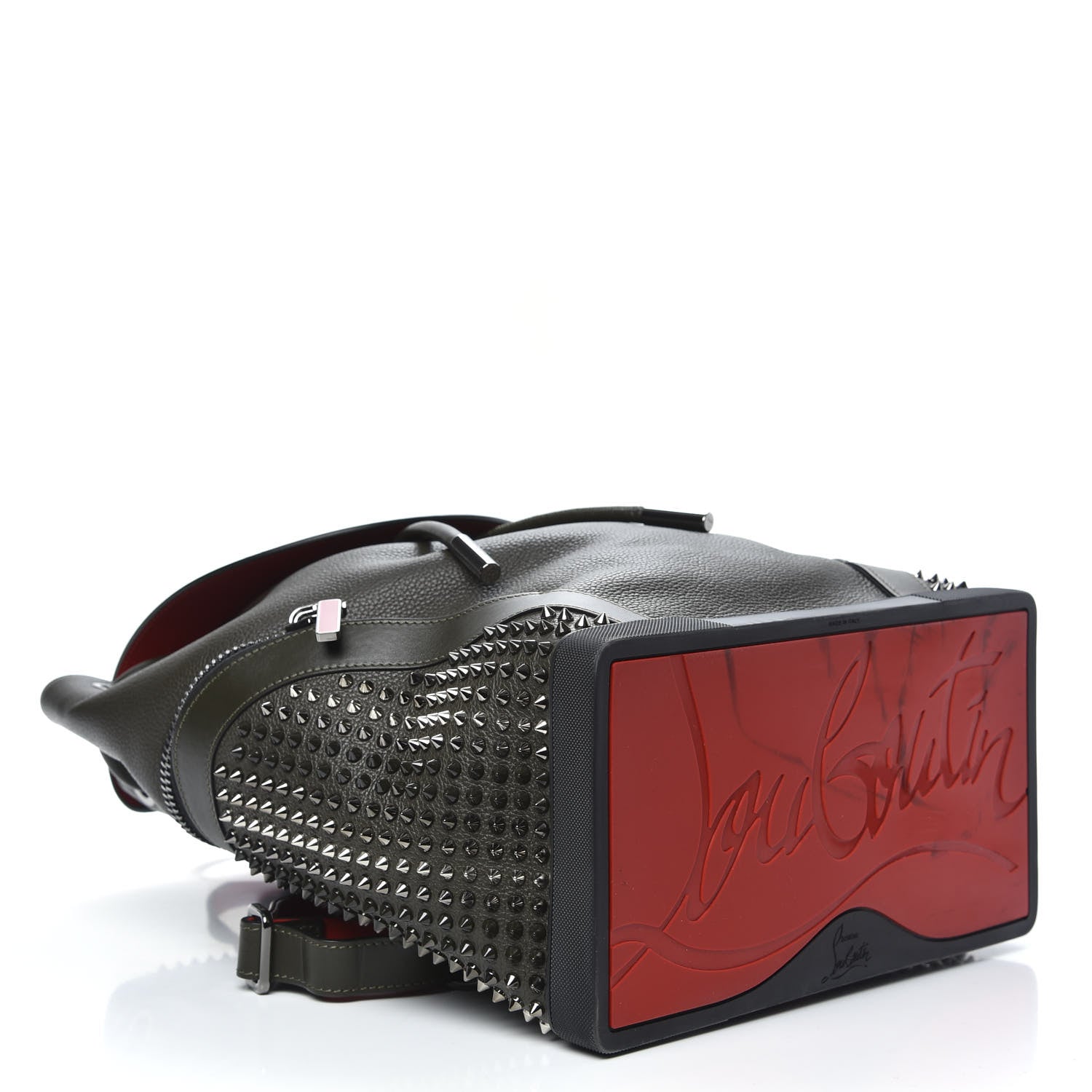 Christian Louboutin Calfskin Spiked Explorafunk Backpack Khaki Green 2 of 9