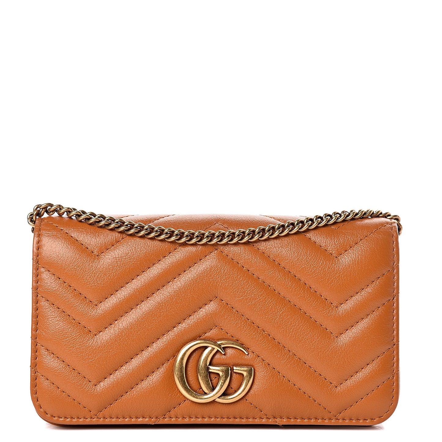 Calfskin Matelasse GG Marmont Mini Bag Cognac