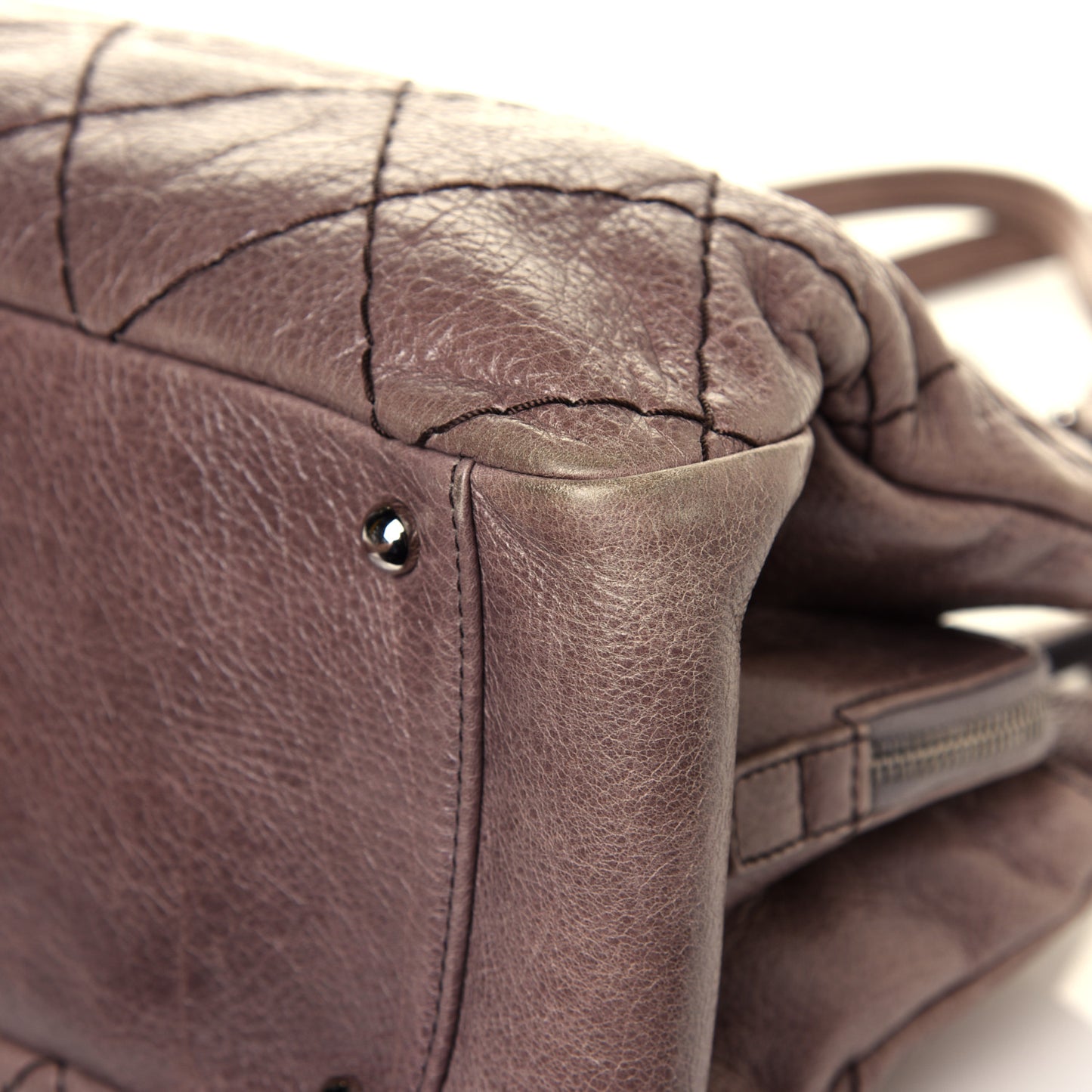 Glazed Calfskin On the Road Zip Tote Brown