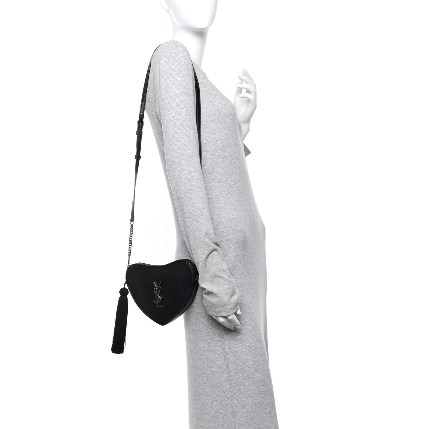 Calfskin Heart Monogram Crossbody Black