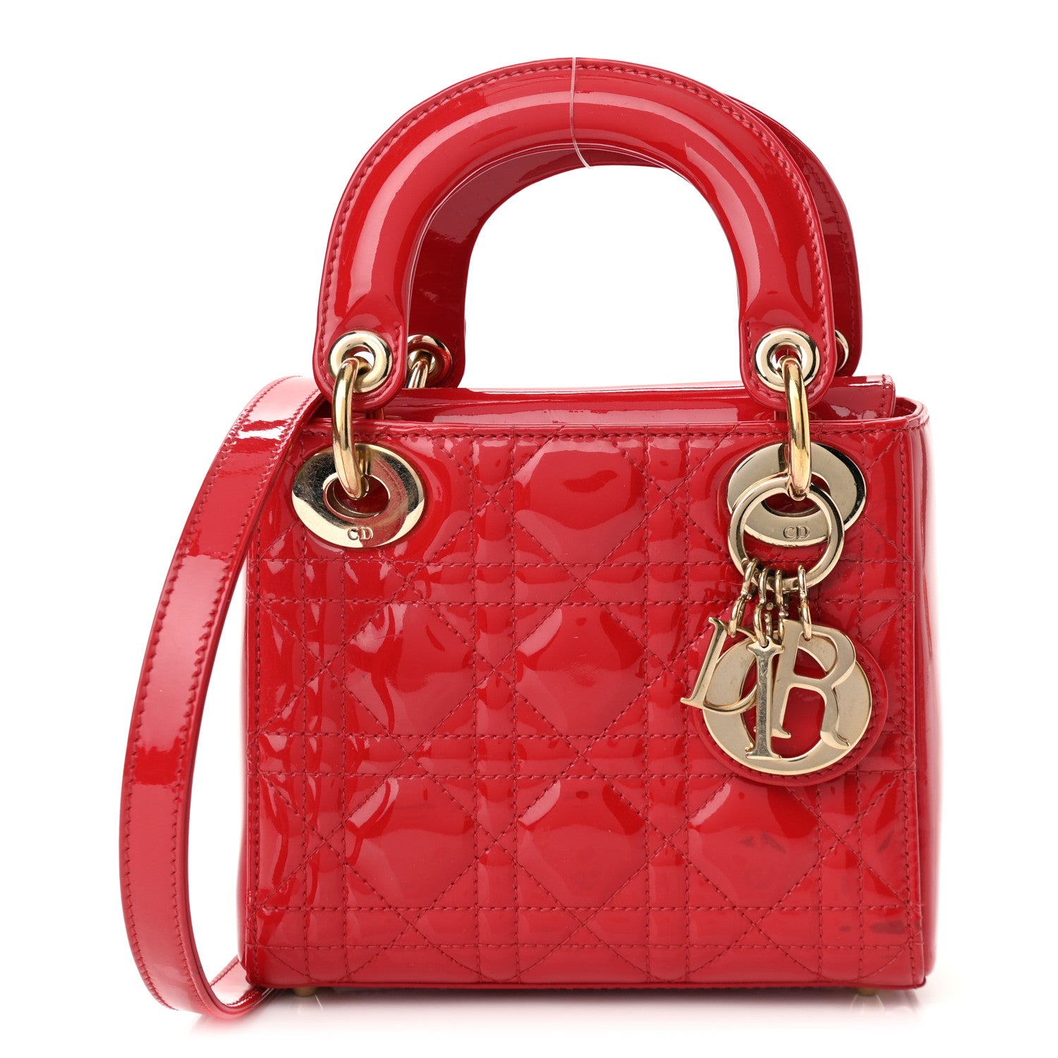 Christian Dior Patent Cannage Mini Lady Dior Red 1 of 9
