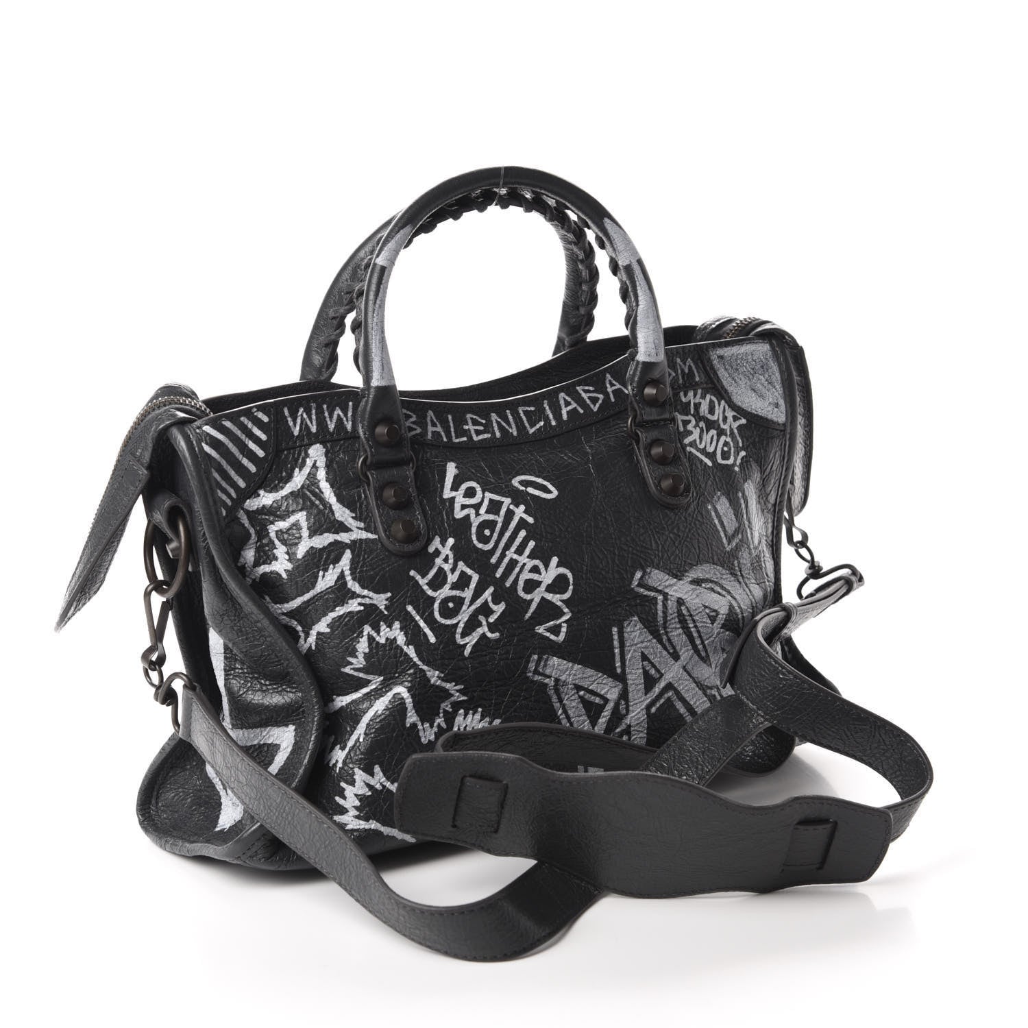 Balenciaga Agneau Arena Graffiti All Over Classic Hardware S City Gris Fossile White 3 of 10