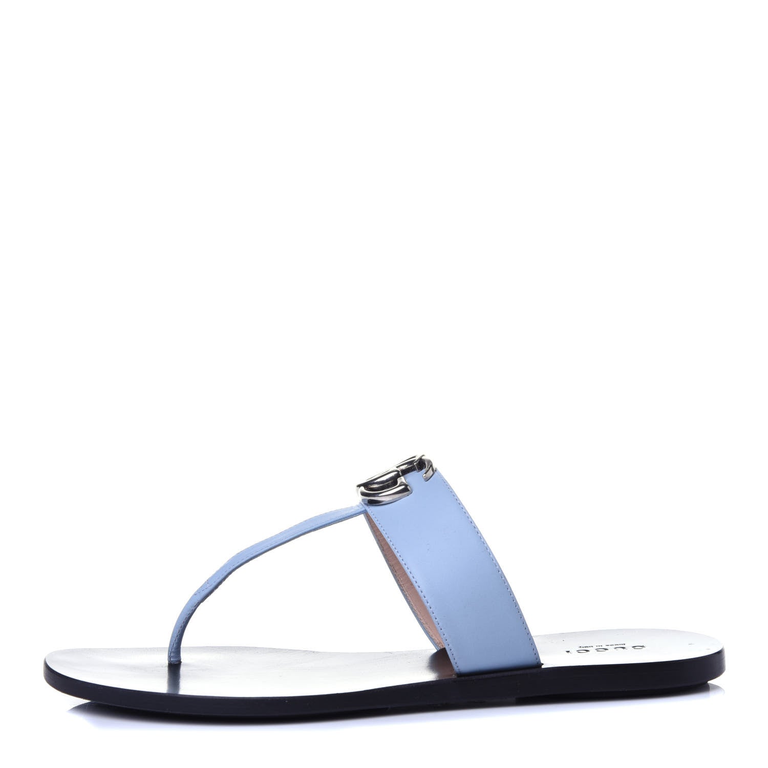 Gucci Calfskin GG Marmont Thong Sandals 38.5 Porcelain Light Blue 1 of 14