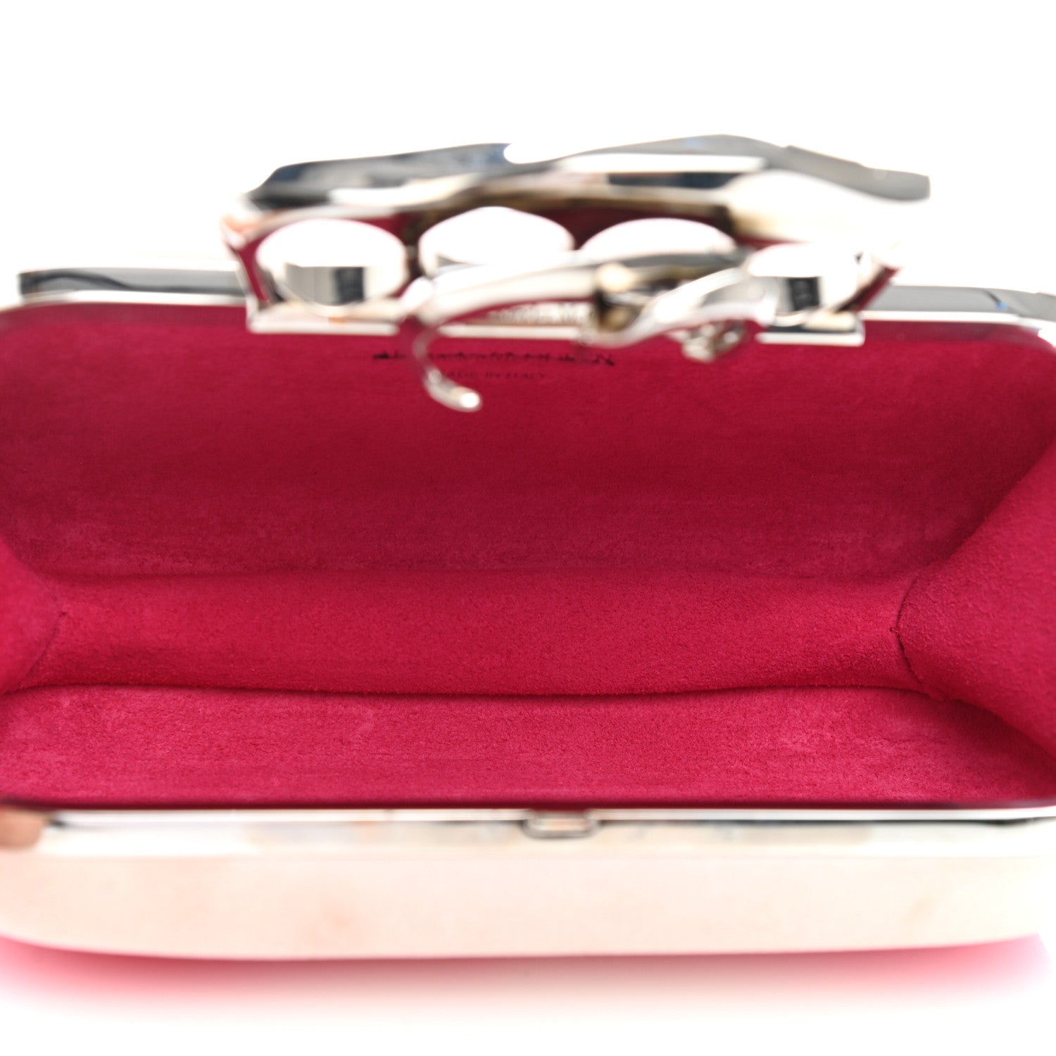 Alexander McQueen Satin Salamander Knuckle Box Clutch Fuchsia Red 5 of 9