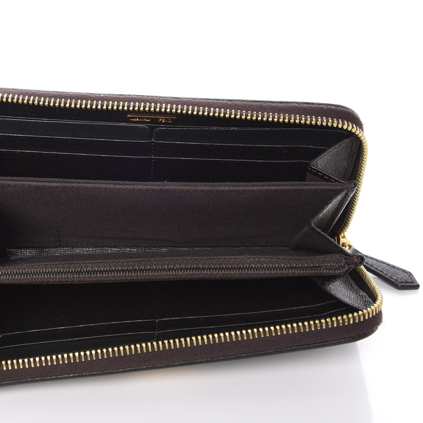 Zucca Spalmati Vitello Elite Zip Around Wallet Tobacco Ebano