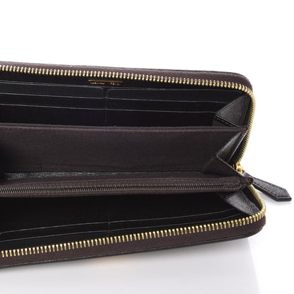 Fendi Zucca Spalmati Vitello Elite Zip Around Wallet Tobacco Ebano 5 of 7