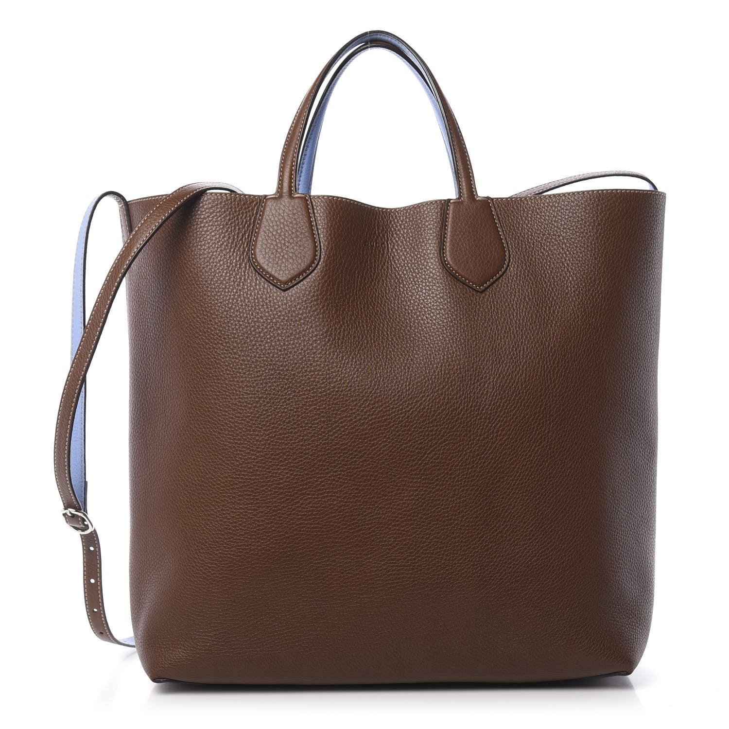 Gucci Cellarius Calfskin Bi-Color Medium Ramble Reversible Tote Nut Brown Mineral Blue 1 of 18