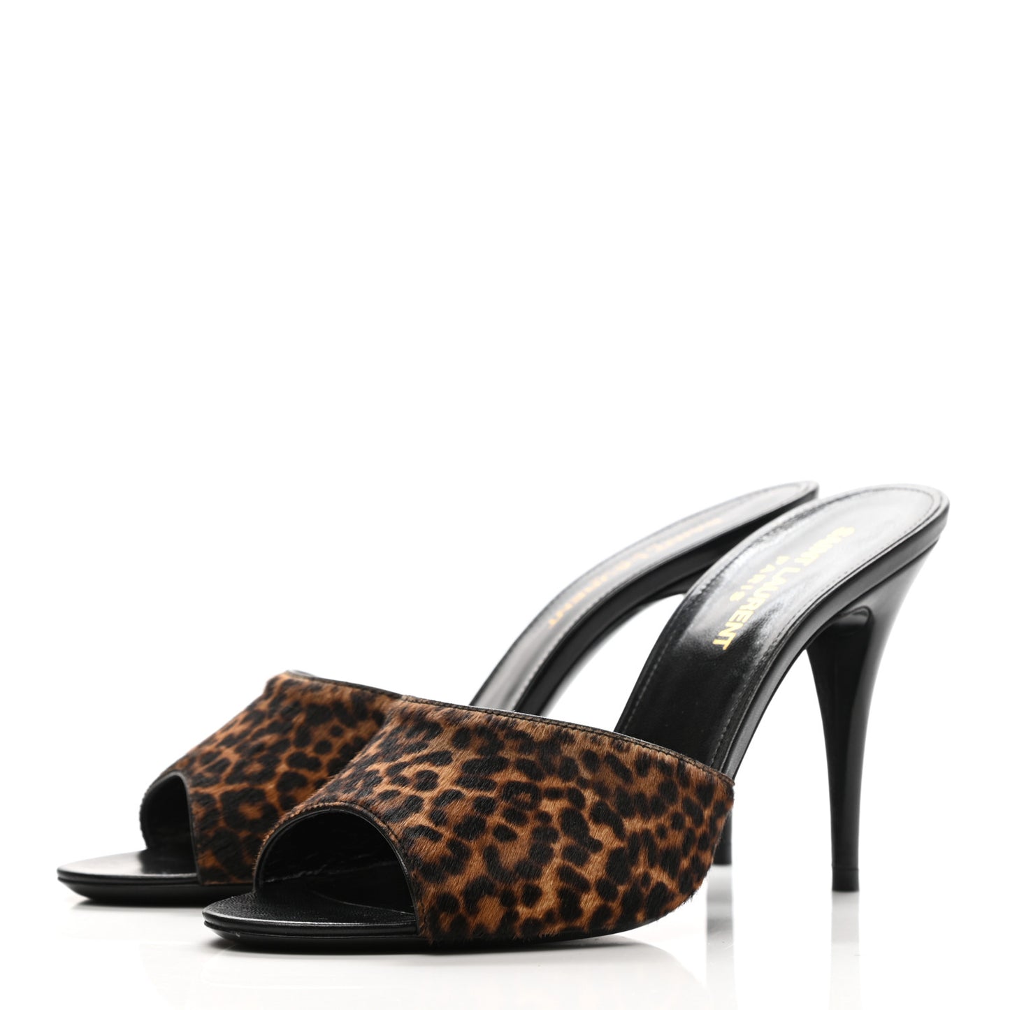Pony Hair Leopard Print Sexy 95mm Pumps 36.5 Natural Black