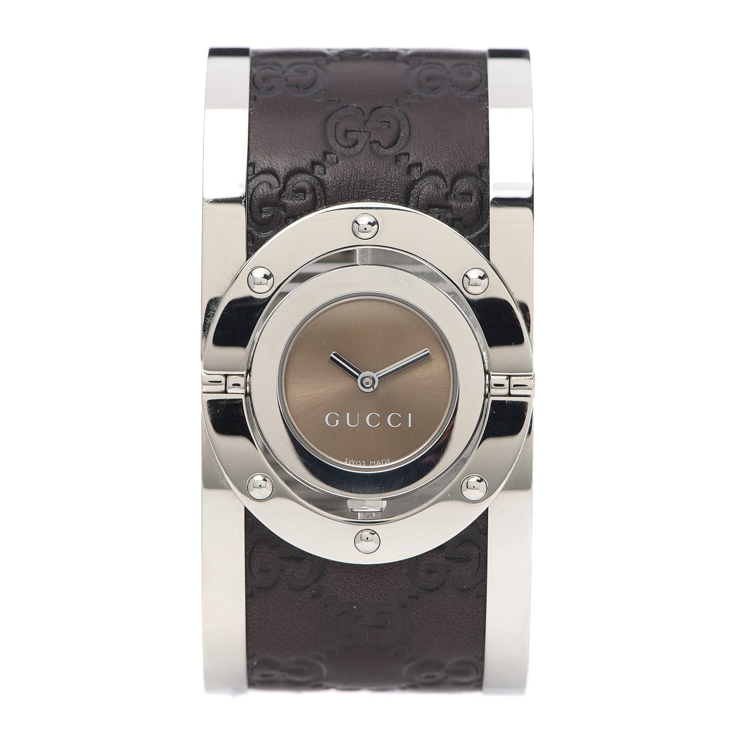 Gucci Stainless Steel Calfskin 33mm Twirl Quartz Watch Brown 1 of 6