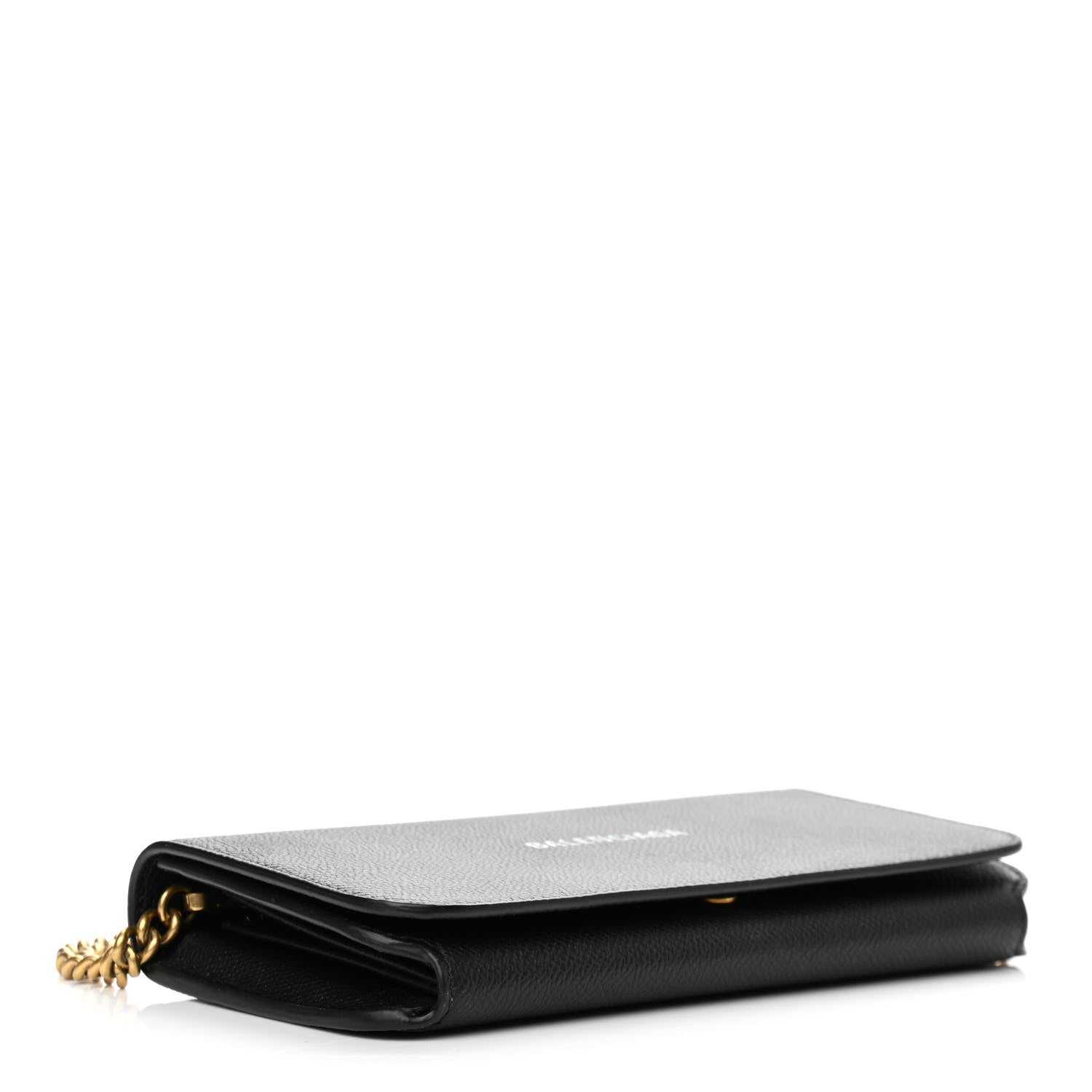 Balenciaga Grained Calfskin Logo Cash Continental Wallet on Chain Black White 4 of 11