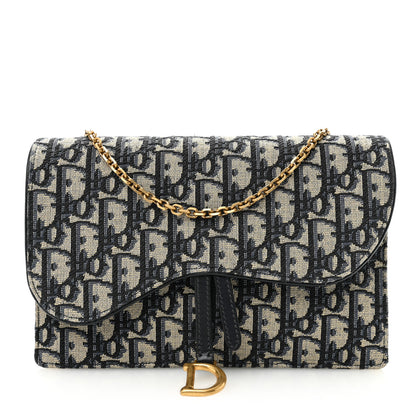 Christian Dior Oblique Saddle Chain Pouch Blue 1 of 11