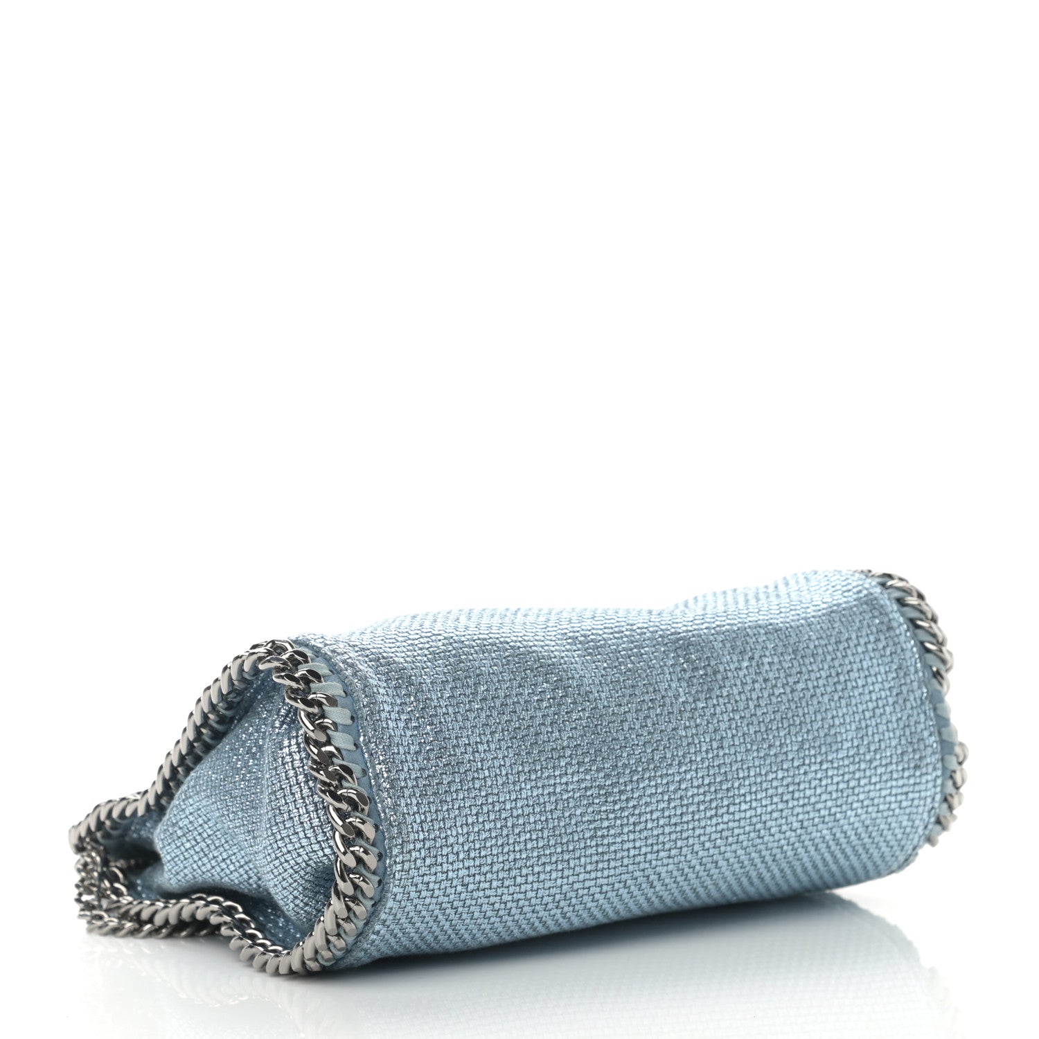 Stella McCartney Metallic Woven Boucle Fold Over Falabella Tote Light Blue 4 of 11