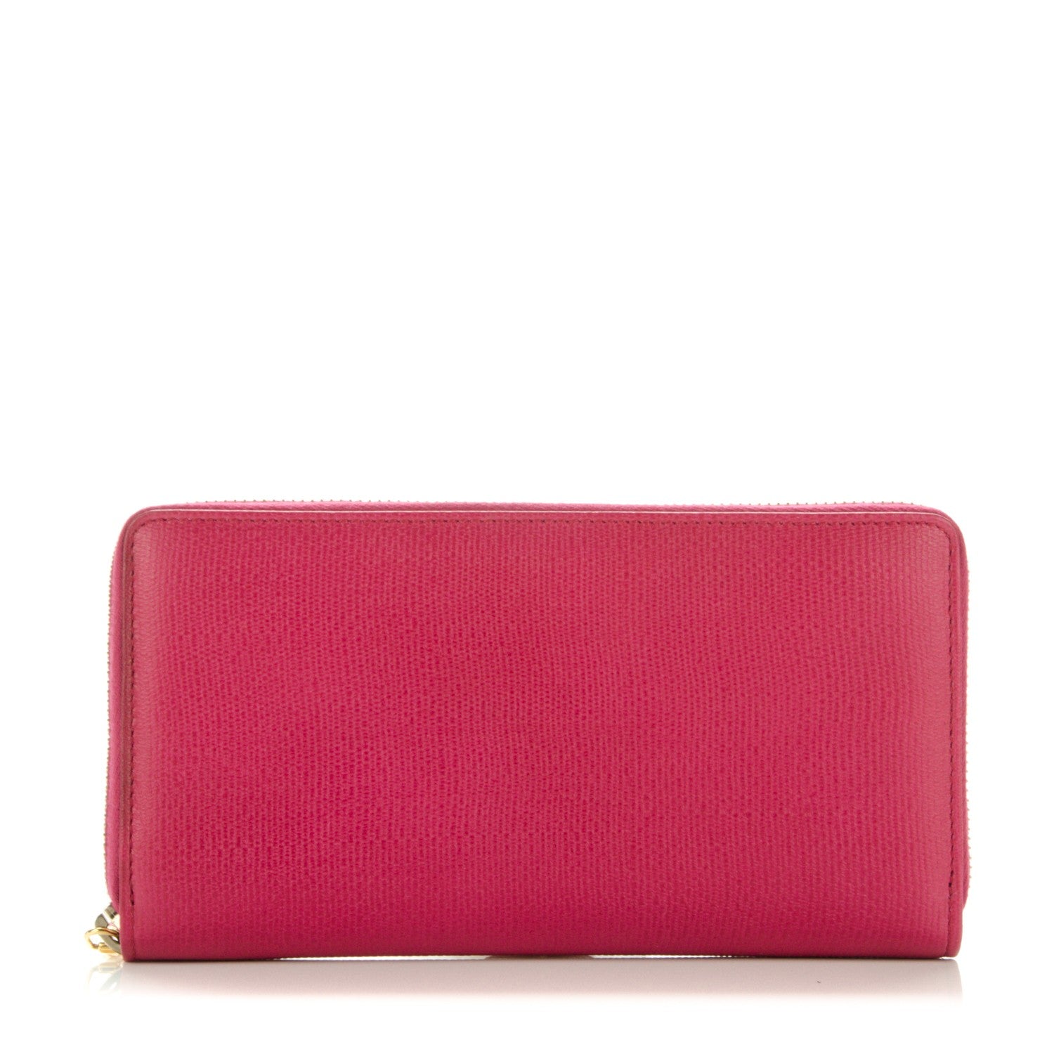 Saint Laurent Calfskin Textured ChYc Zip Around Wallet Fuchsia 1 of 6