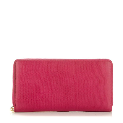 Saint Laurent Calfskin Textured ChYc Zip Around Wallet Fuchsia 1 of 6