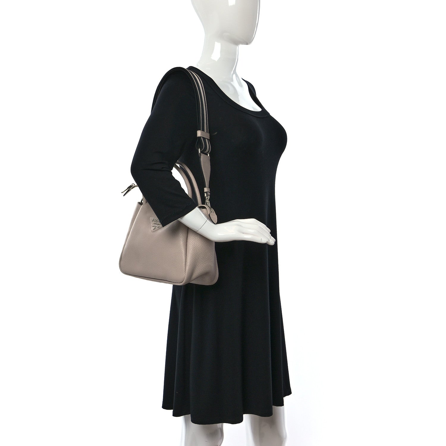 Prada Vitello Daino Soft Small Zippered Top Handle Bag Ninfea 2 of 8