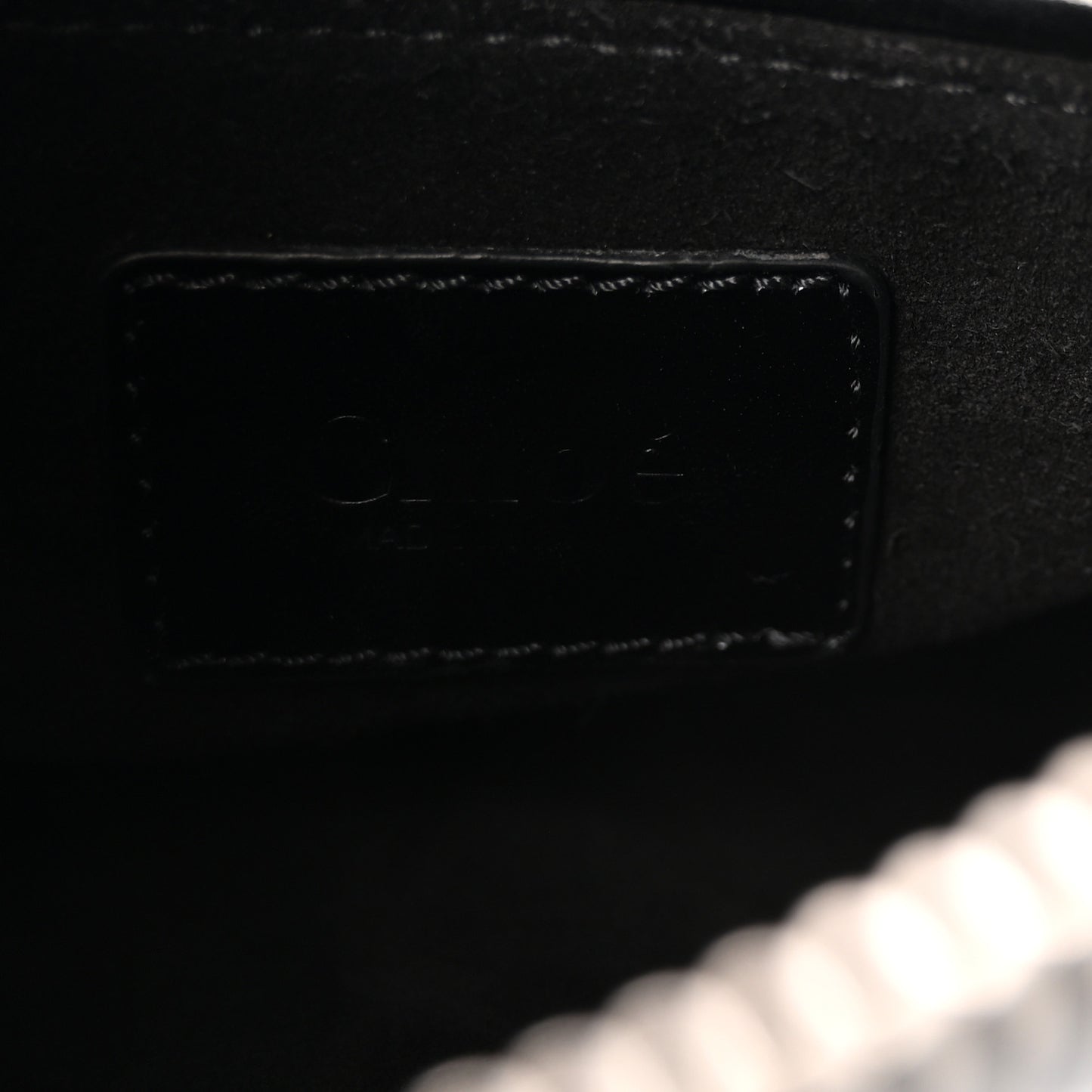 Shiny Grained Calfskin Small Marcie Bag Black