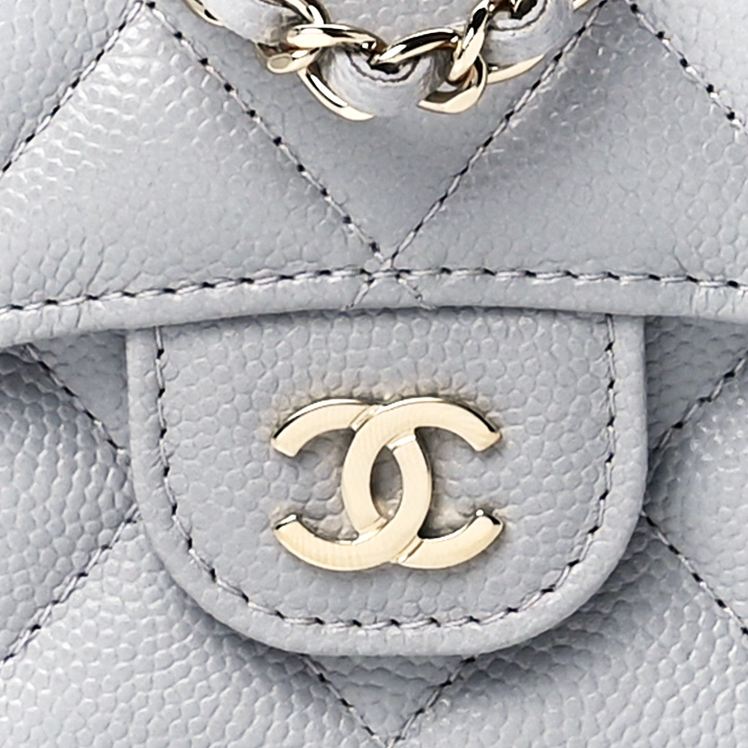 Chanel Caviar Quilted Flap Card Holder On Chain Grey 9 of 13