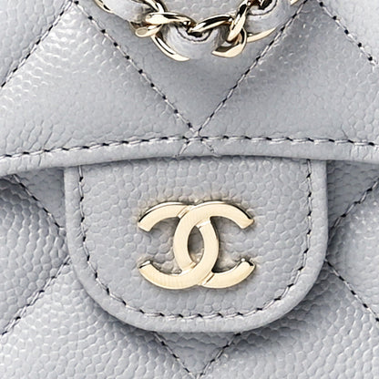 Chanel Caviar Quilted Flap Card Holder On Chain Grey 9 of 13